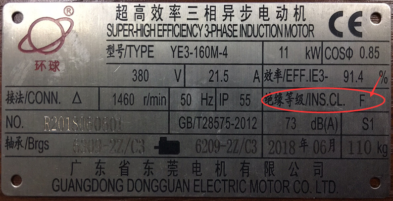 東莞環(huán)球三相異步電動機(jī)銘牌